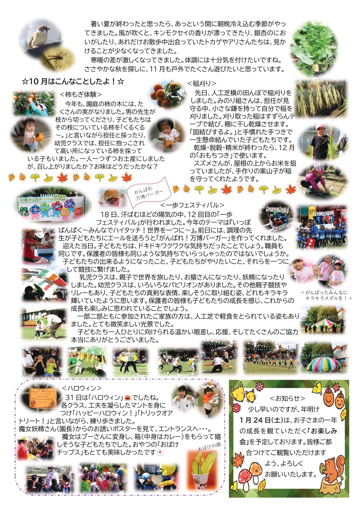 『はじめの一歩だより(11月号)』を更新しました。